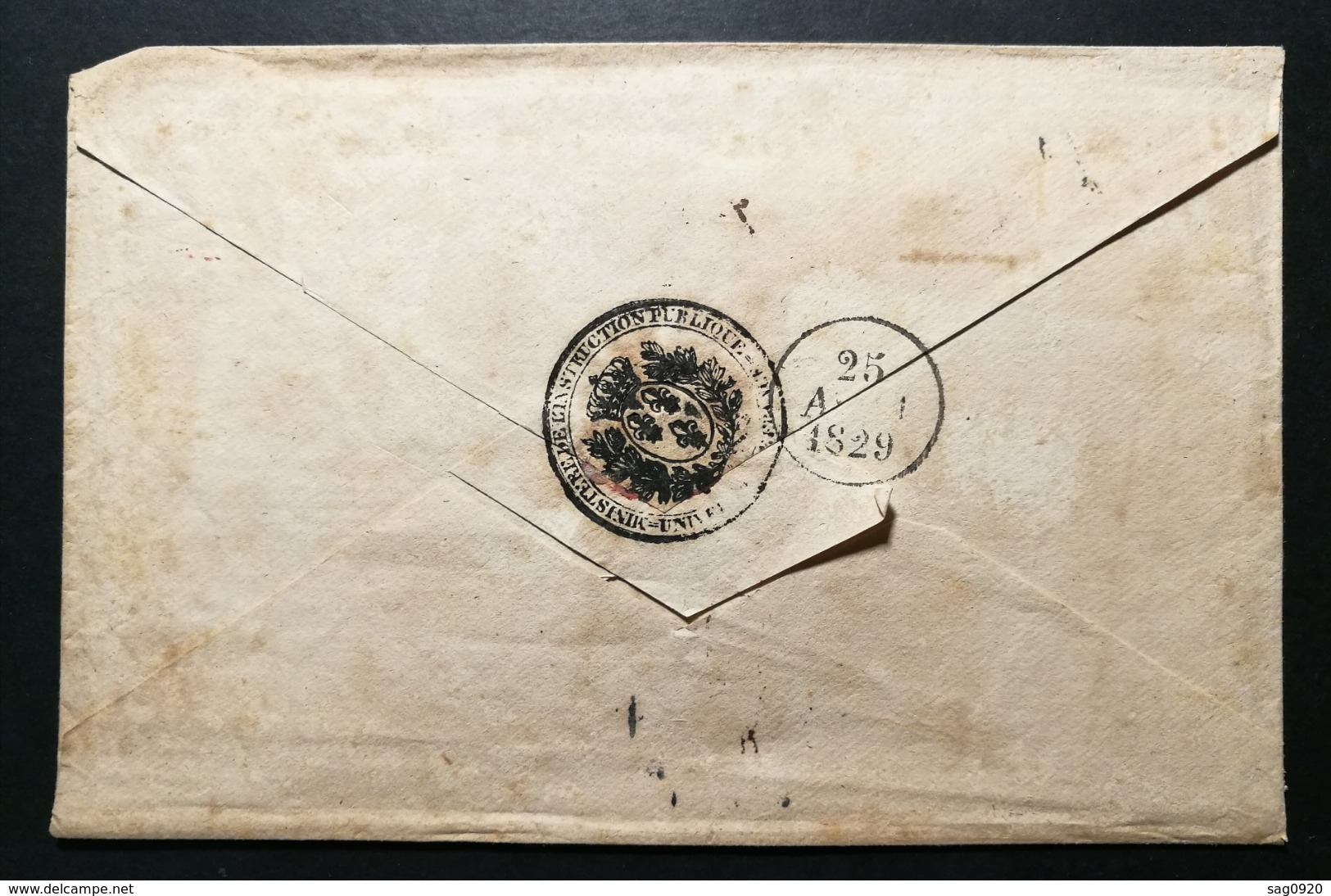 Enveloppe Avec Marque Ministre De L'Instruction Publique - 1801-1848: Vorläufer XIX