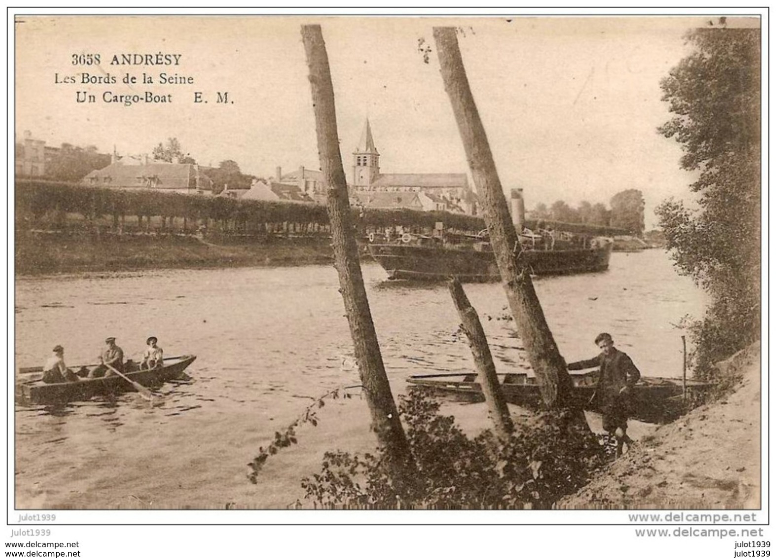 ANDRESY ..-- 78 . YVELINES ..--  Les Bords De La Seine . Un Cargo - Boat . - Andresy