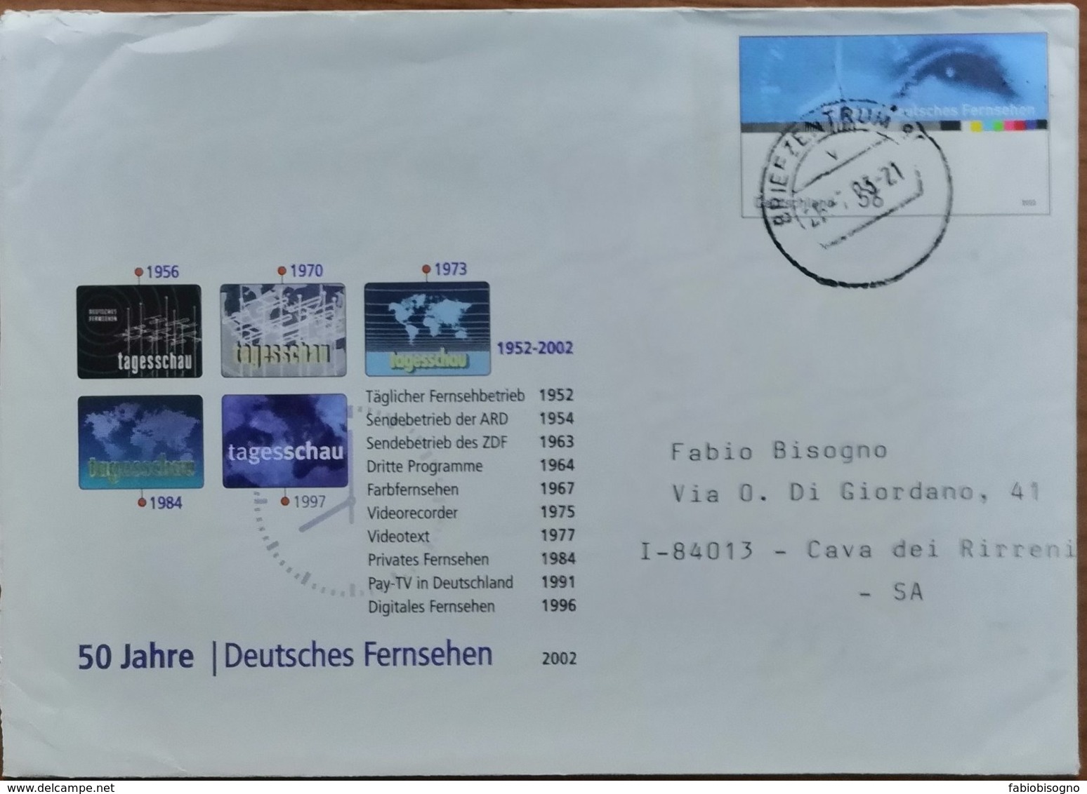 2003 Germany  -  Fernsehen 56 - Used Postal Cover To Italy - Enveloppes - Oblitérées