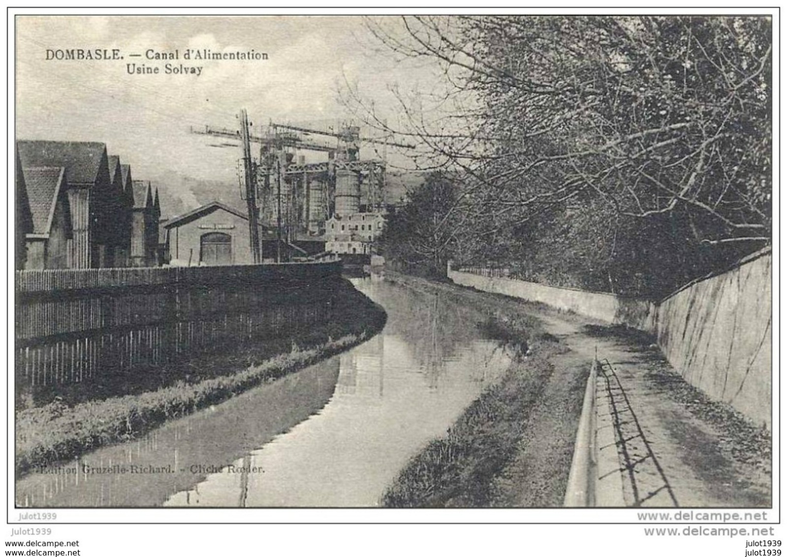 DOMBASLE ..-- 54 ..-- Canal D' Alimentation .  Usine Solvay . 1925 . Voir Verso , Texte 2/2 . - Luneville