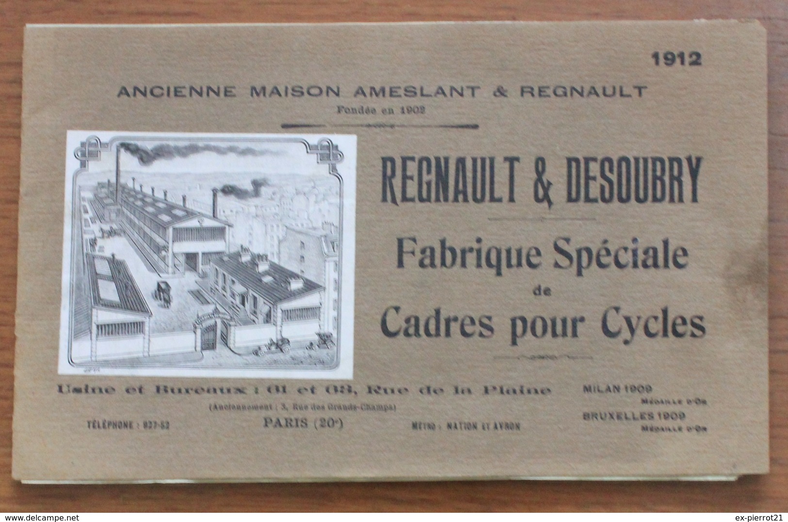 Catalogue Des Etablissements Regnault Et Desoubry, Fabricant De Cadres à Paris, 1912 - Cyclisme