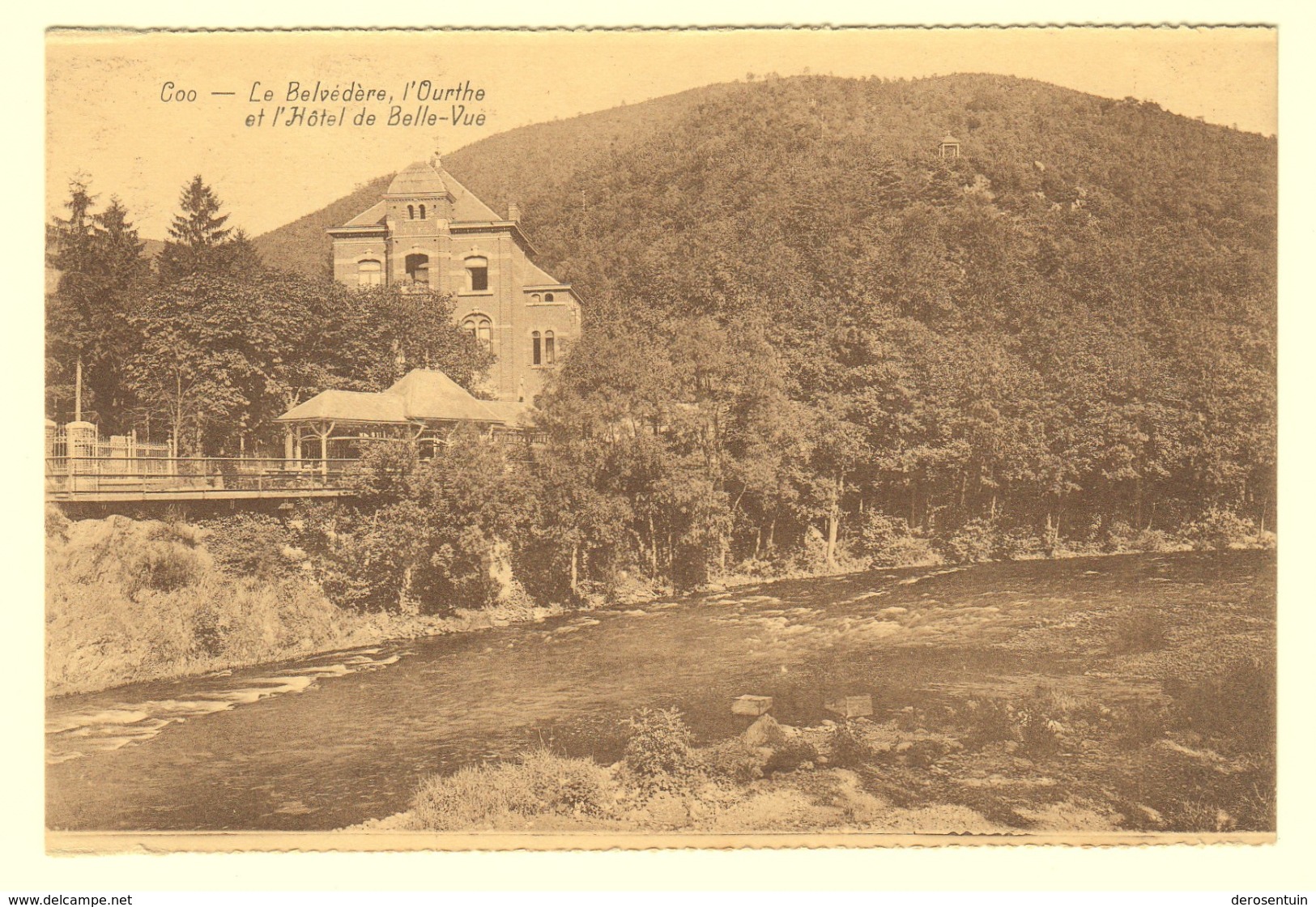 A0166	[Postkaart] Coo - Le Belvédère, L’Ourthe Et L’Hôtel De Belle-Vue (Legia, Phototypie Liégeoise) [Stavelot Amblève] - Stavelot