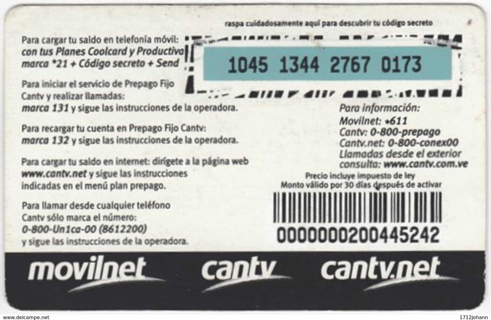 VENEZUELA A-994 Prepaid Un1ca - Landscape, Mountain - Used - Venezuela