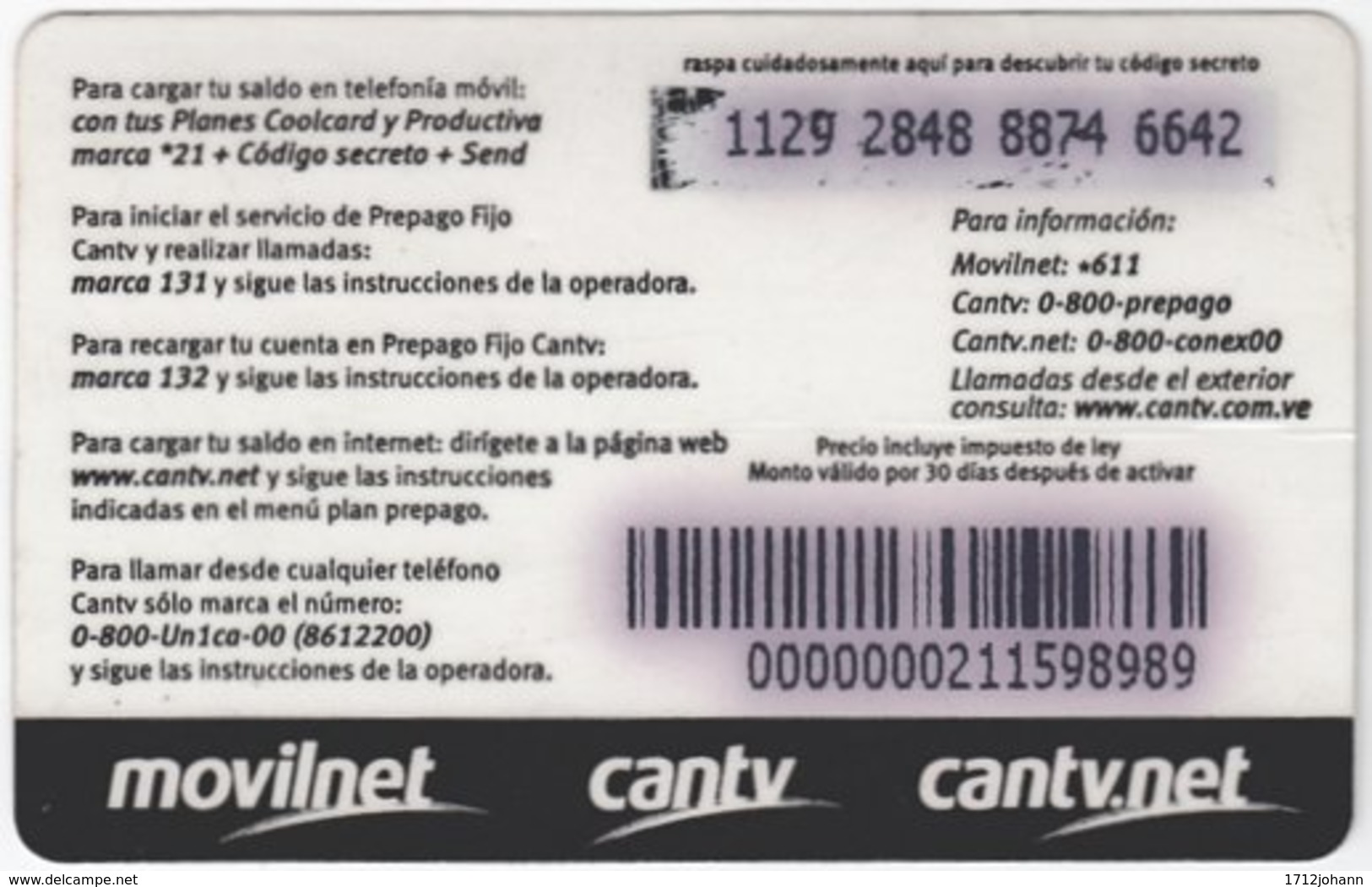 VENEZUELA A-995 Prepaid Un1ca - Landscape, Mountain - Used - Venezuela