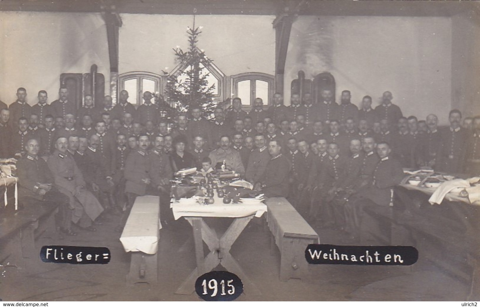 AK Foto Flieger-Weihnachten 1915 - Deutsche Soldaten Bei Weihnachtsfeier - Weihnachtsbaum Gabentisch (44950) - Guerra 1914-18