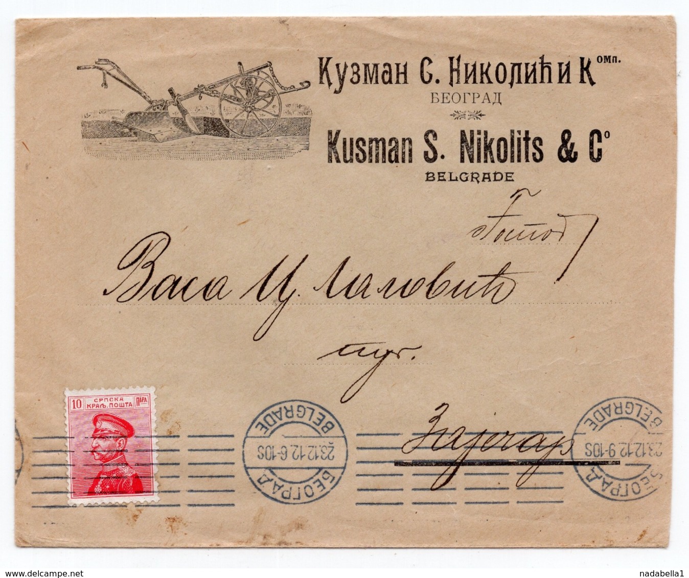 1923 YUGOSLAVIA, SERBIA, BELGRADE TO ZAJECAR, KUZMAN S NIKOLIC, ADVERTISING - Serbia