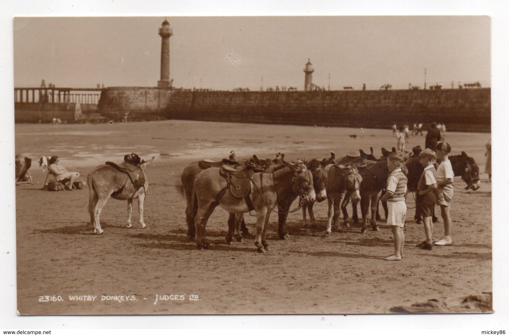 U-K -- WHITBY  -- Donkeys On The Beach (très Animée, Enfants, ânes, Phares) - Whitby