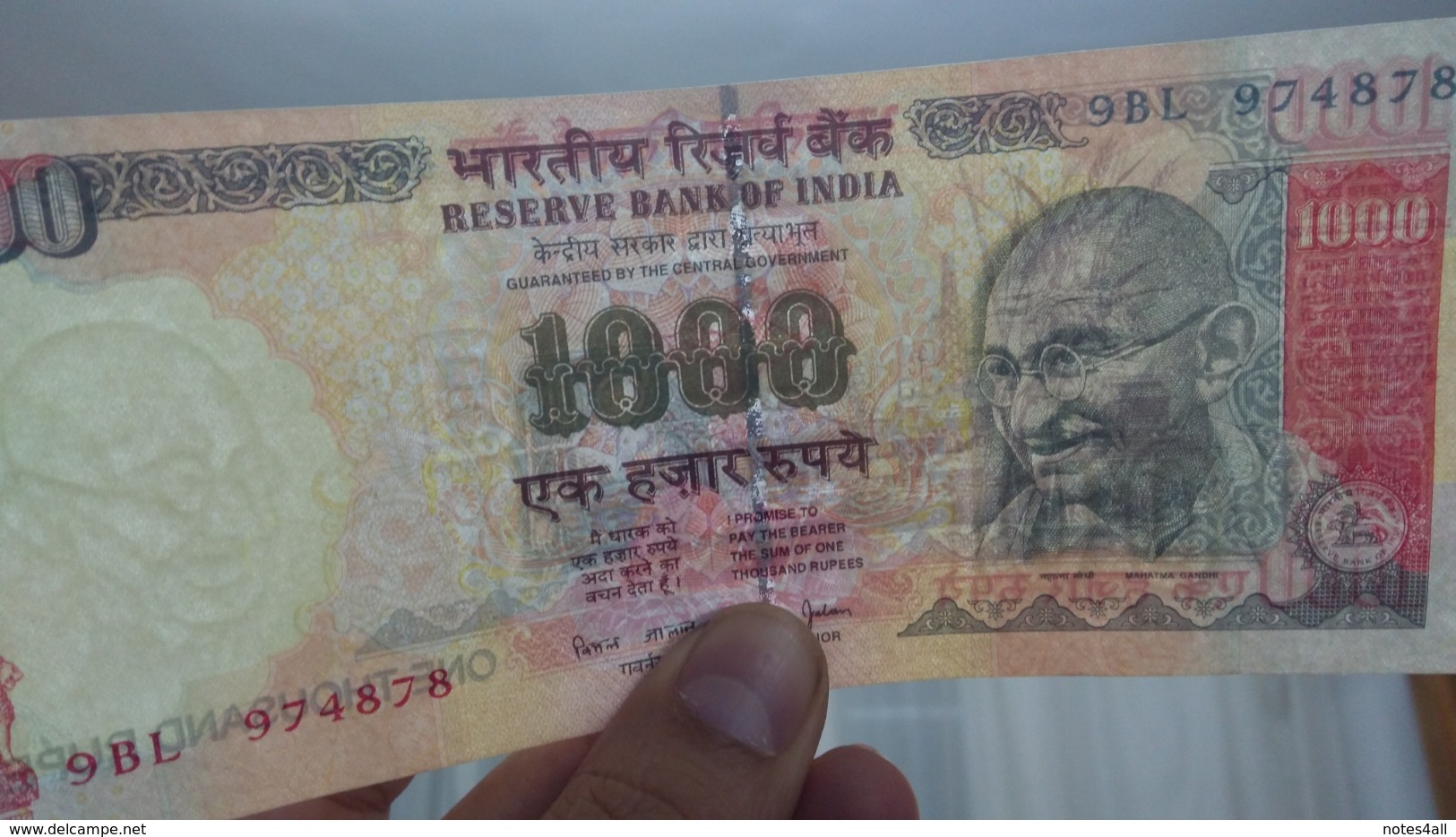 INDIA 1000 RUPEES 2000 P-94a SIG/ 88 WITHOUT LETTER  UN DATED AU/UNC */* - India