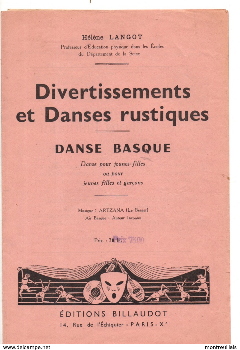 Danse Basque, Divertissements, Rustiques, 4 Pages Pour Décor, 3 Pour Partition, 1 Pour Figures, Berger, Artzana - Volksmusik