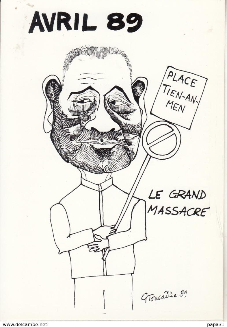 AVRIL 89 - LE GRAND MASSACRE  Illustration De Gaston TOURAINE Caricature Politique - Events
