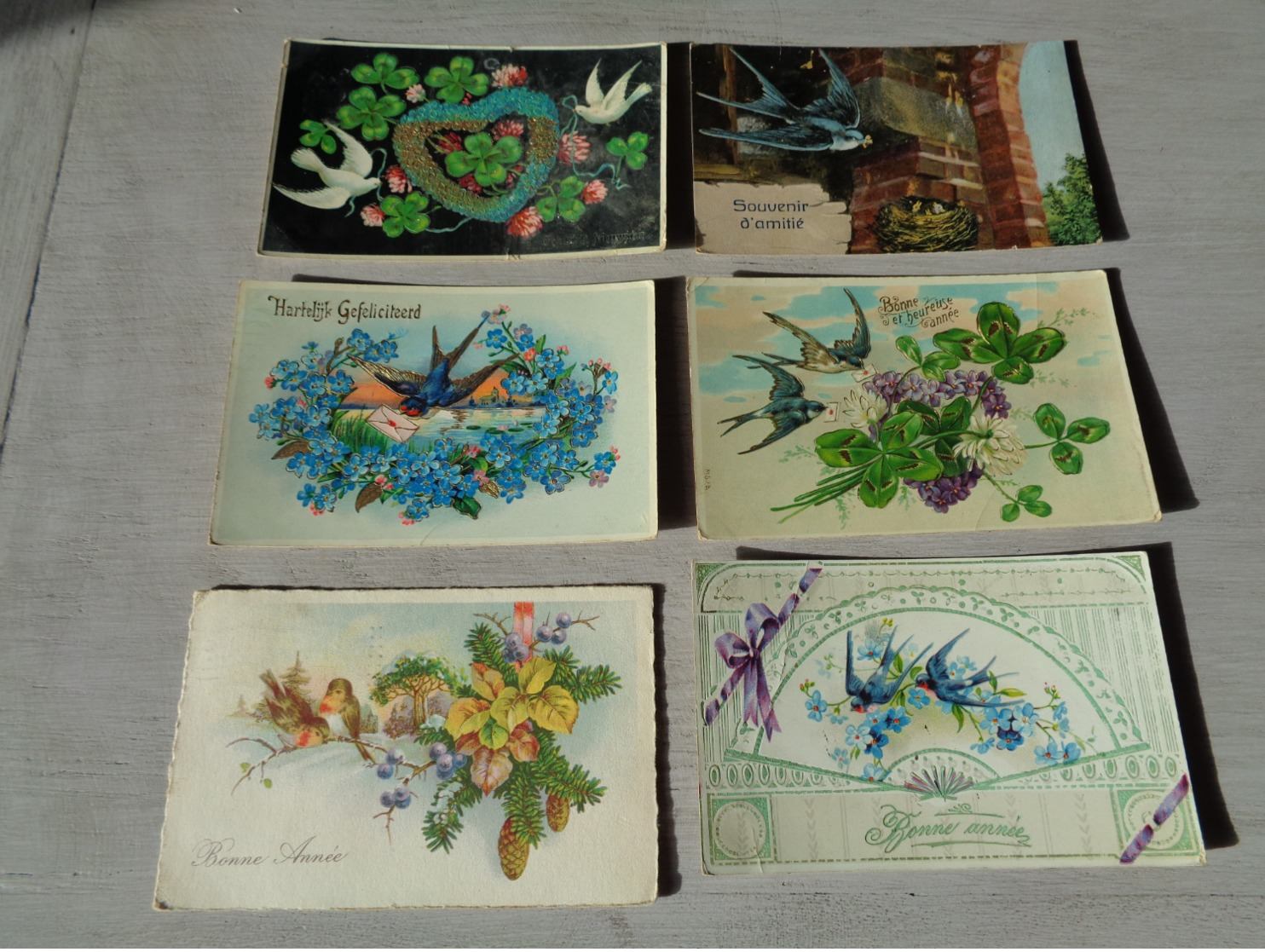 Beau lot de 60 cartes postales de fantaisie oiseaux  oiseau  Mooi lot van 60 postkaarten fantasie  vogels  vogel