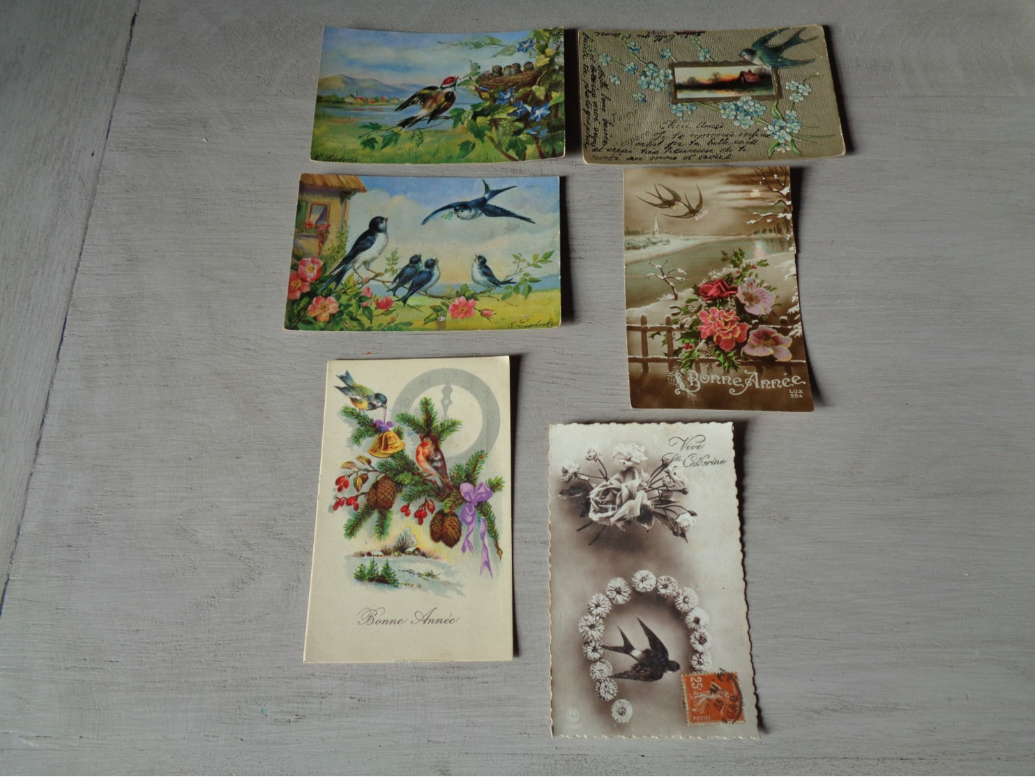 Beau lot de 60 cartes postales de fantaisie oiseaux  oiseau  Mooi lot van 60 postkaarten fantasie  vogels  vogel