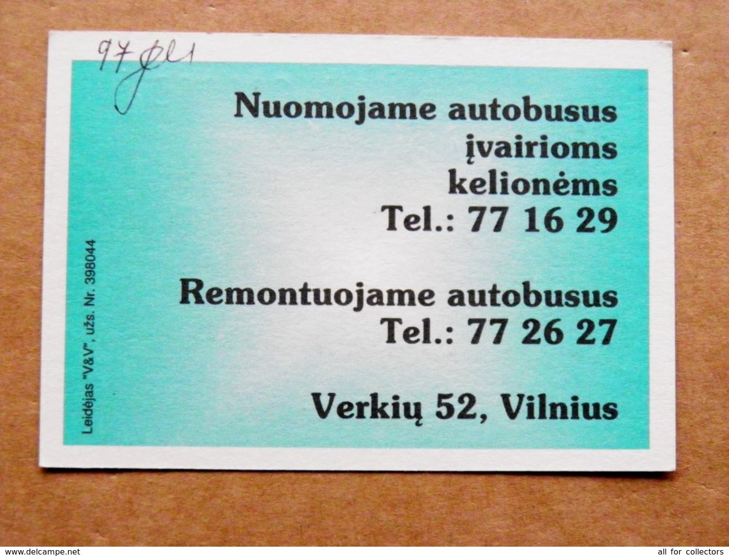 Transport Ticket Vilnius City Capital Of Lithuania BUS Monthly Ticket 1996 Year April 16,6lt - Europe