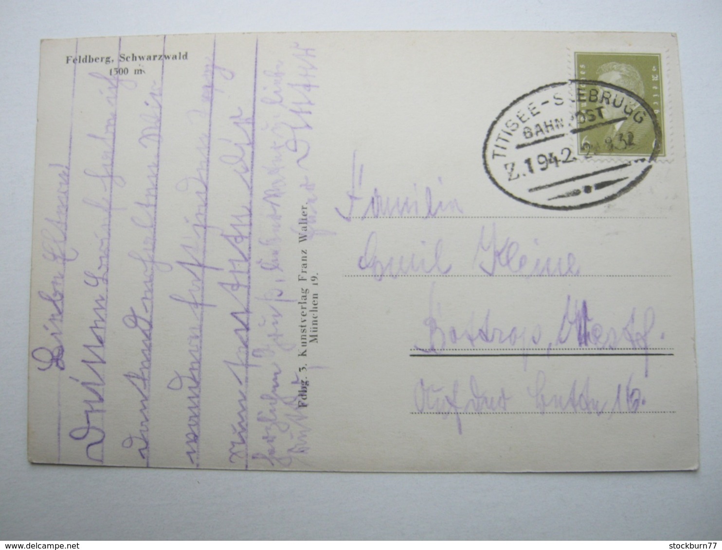 BAHNPOST :  TITISEE - SEEBRUGG  Z. 1942 , Klarer Stempel Auf Karte 1932 - Briefe U. Dokumente