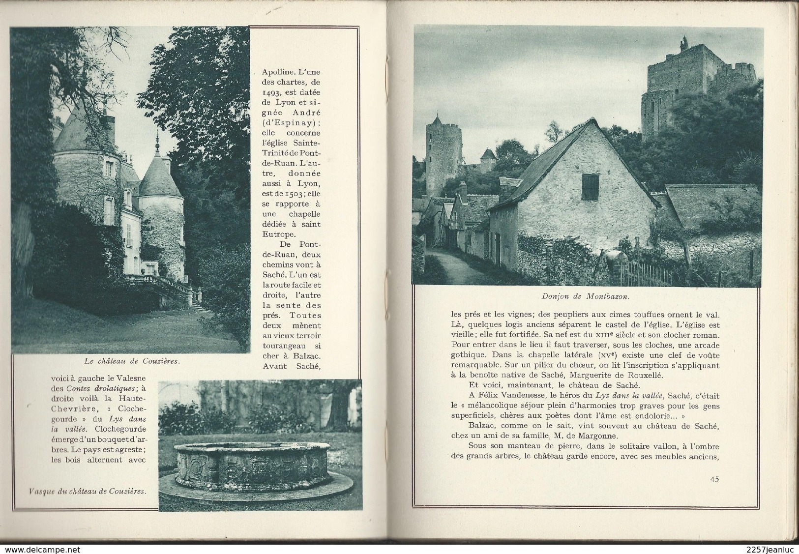 Chateaux De Touraine De Jacques Marie Rougé  Edit J.Rey 1934 - Centre - Val De Loire