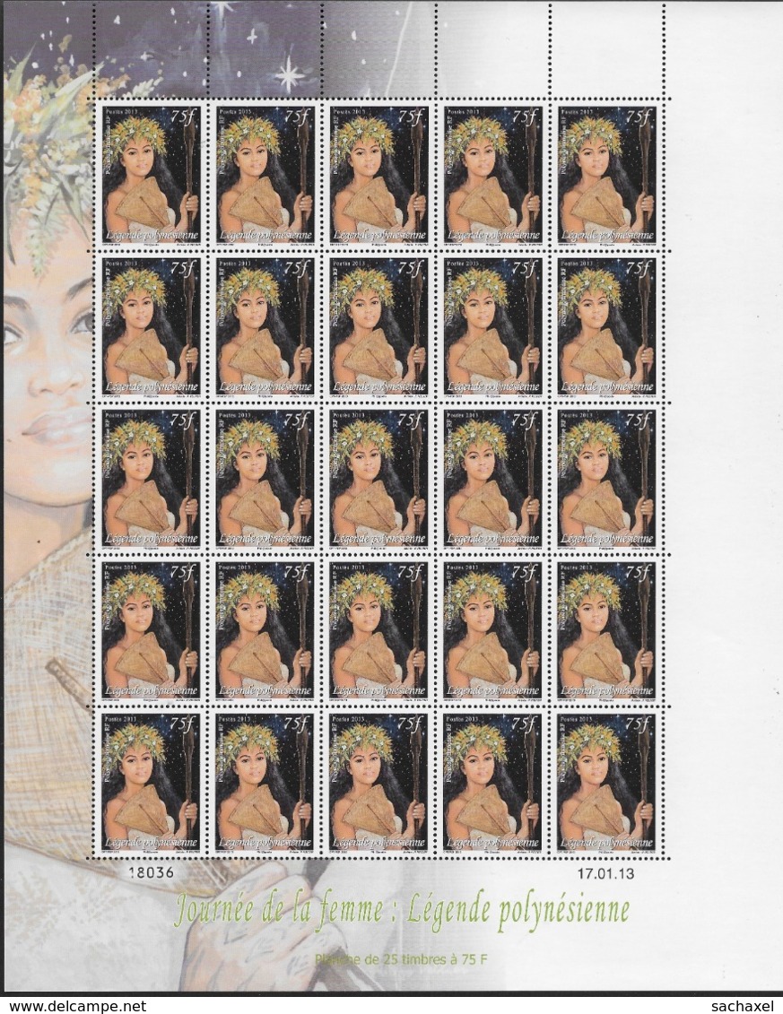 2013 Polynésie Française  N°  1017 Et 1018  Nf** MNH. Série Complète (Feuilles Entières ) Journée De La Femme . - Neufs