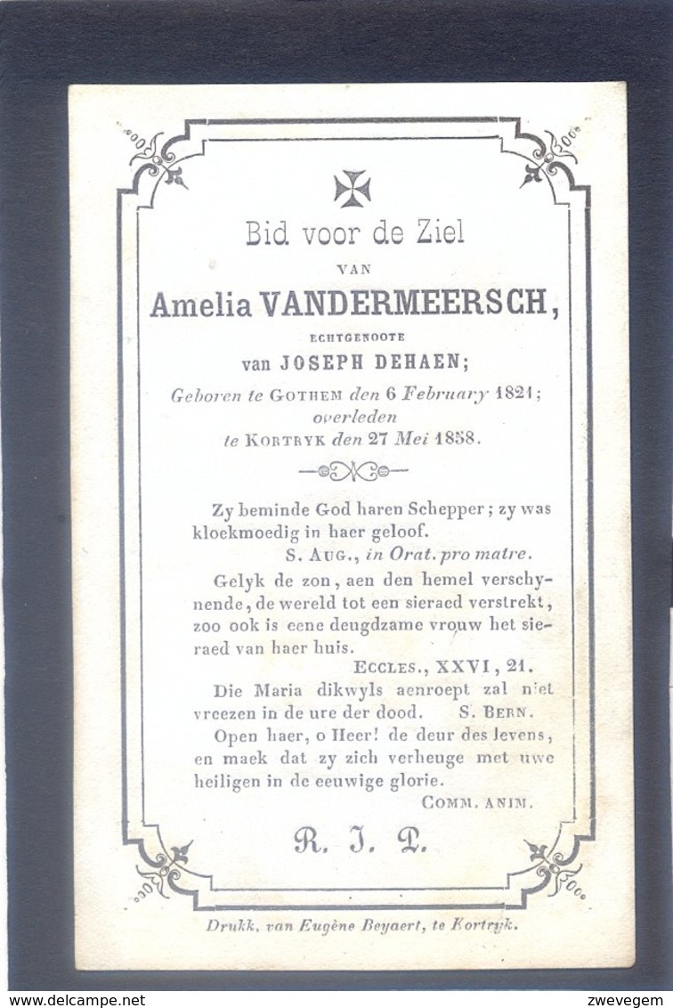 Amelia Vandermeersch Geb. Te Gottem 1821 En Overl. Te Kortrijk 1858 - Andachtsbilder