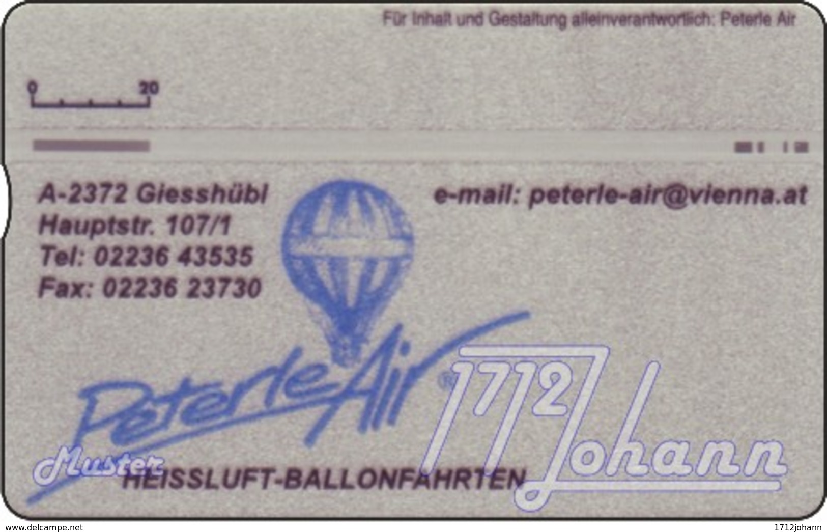 TWK Österreich Privat: "Peterle Air 1 - Ballon NÖ" Gebr. - Oesterreich