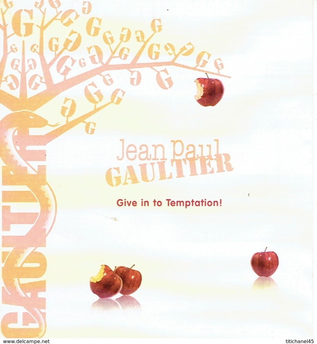 Large Et RARE Rabat Jean-Paul GAULTIER  - SAINT-VALENTIN "Give In To Temptation - Perfume Card USA - 19,2 X 21 Cm - Profumeria Moderna (a Partire Dal 1961)