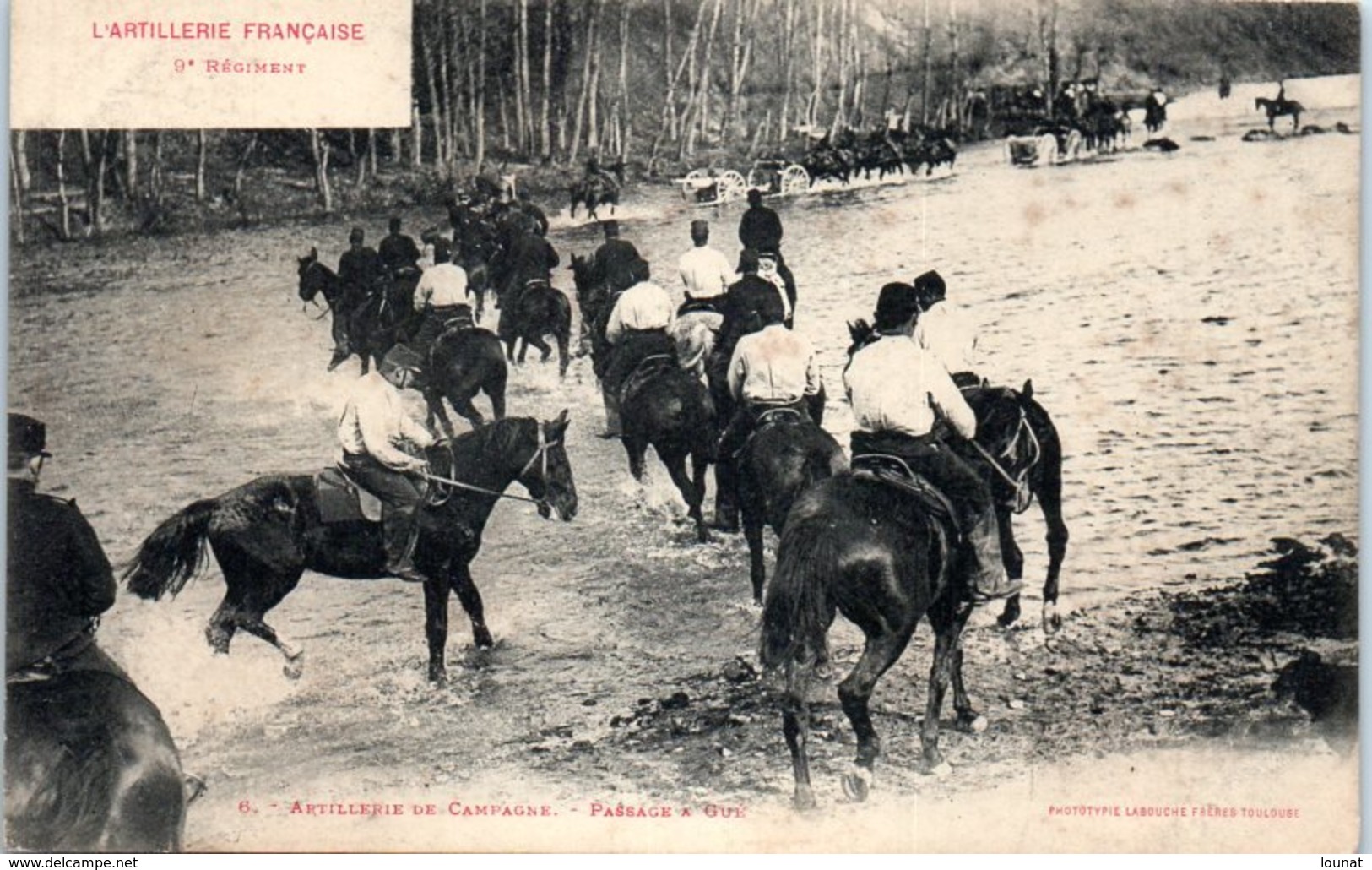 Militaire - Artillerie En Campagne  - Passage à Gué - 9ème Régiment - Manovre