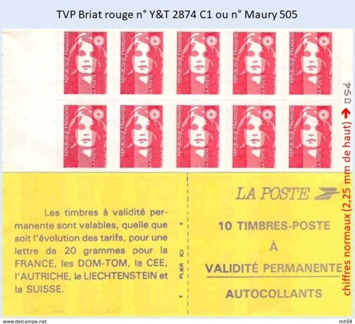 FRANCE - Carnet TVP Briat Rouge - YT 2874 C1 / Maury 505 - Autres & Non Classés