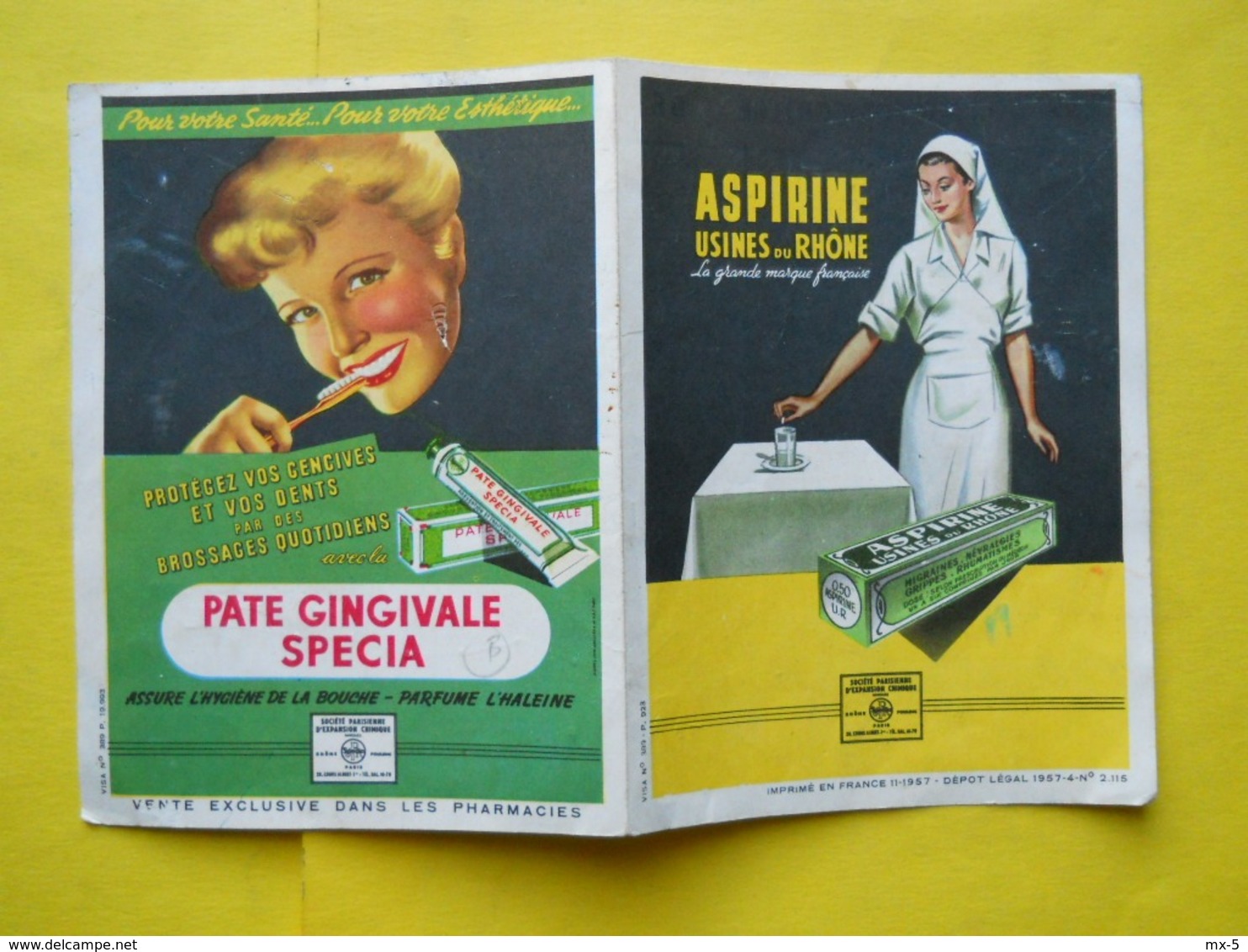 Publicité Aspirine Et Dentifrice ,feuille De Température - Publicités