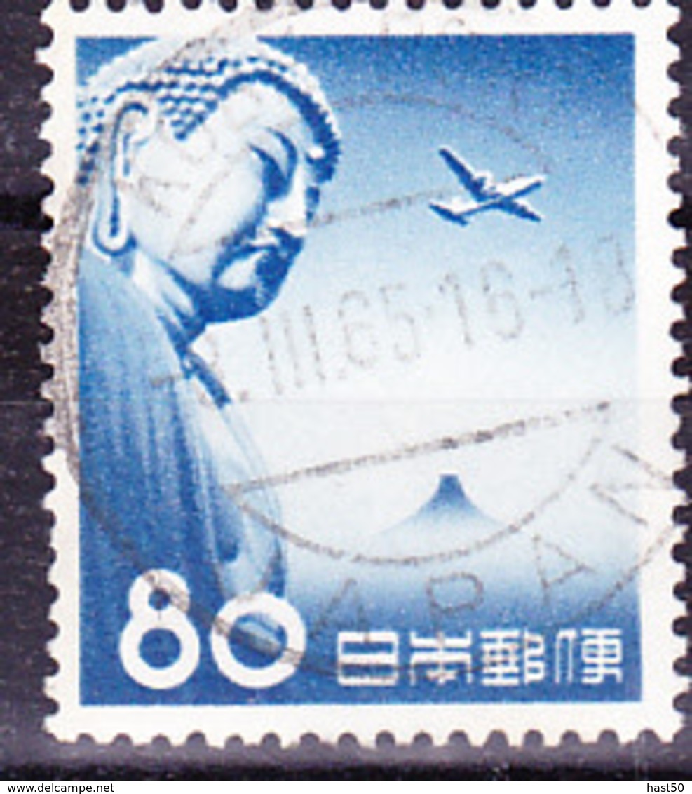 Japan - Buddha-Statue Von Kamakura, Fujisan Und DC 4 (MiNr: 616) 1953 - Gest Used Obl - Posta Aerea