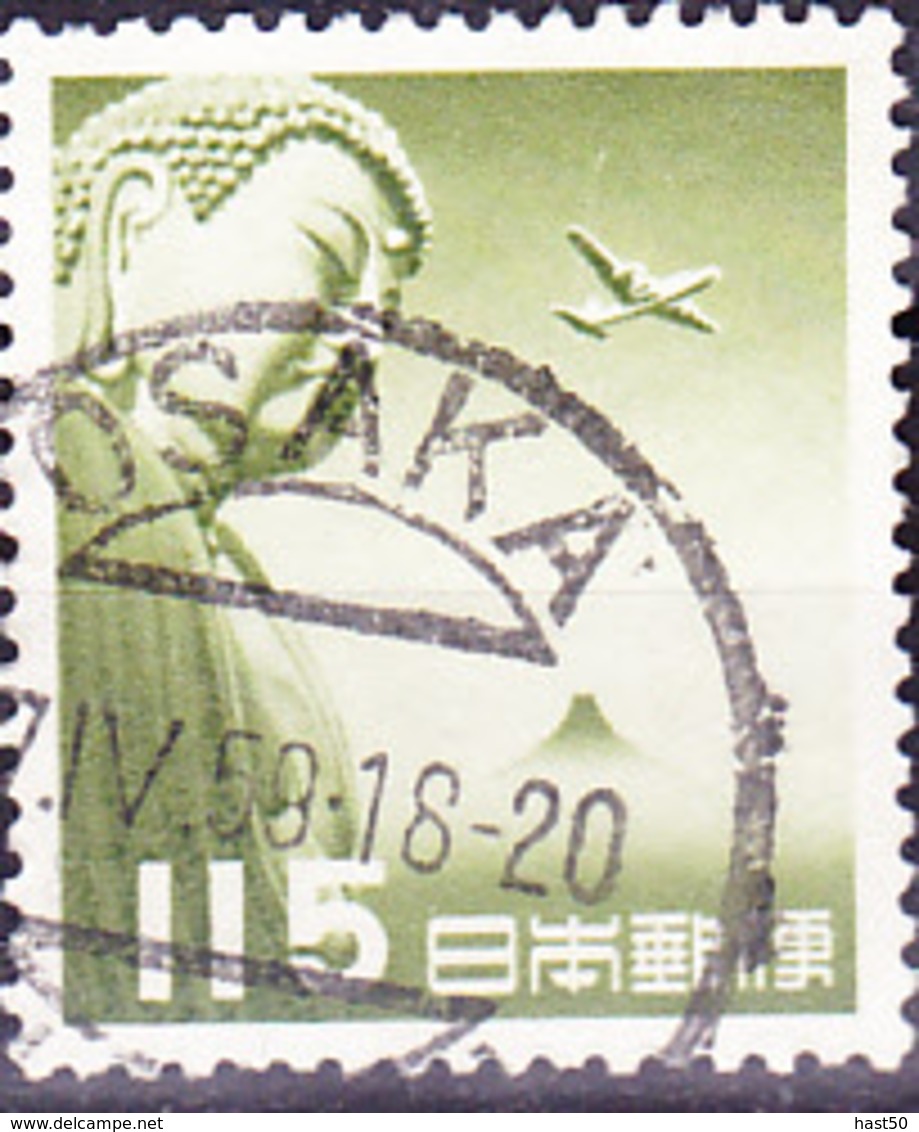 Japan - Buddha-Statue Von Kamakura, Fujisan Und DC 4 (MiNr: 617) 1953 - Gest Used Obl - Posta Aerea