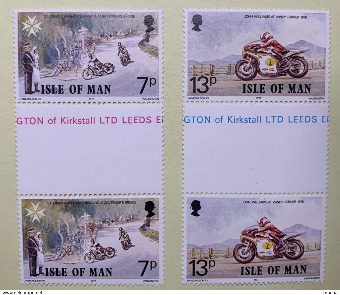 9122 -  Isle Of Man 4 Timbres En 2 Gutter Pair - Motorräder