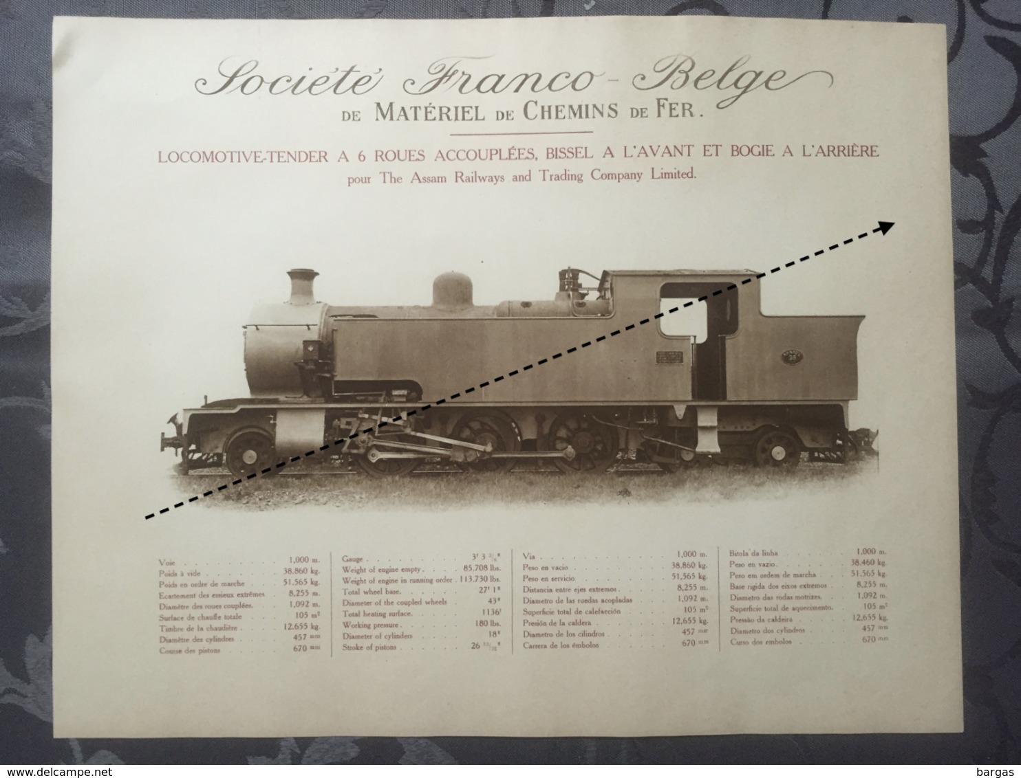Affiche - Planche Train FRANCO BELGE DE MATERIEL DE CHEMINS DE FER The Assam Railways And Tradind Company Inde - Chemin De Fer