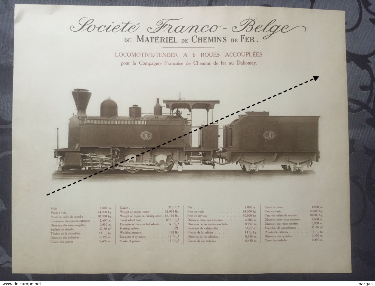 Affiche - Planche Train FRANCO BELGE DE MATERIEL DE CHEMINS DE FER Compagnie Francaise Au Dahomey - Chemin De Fer