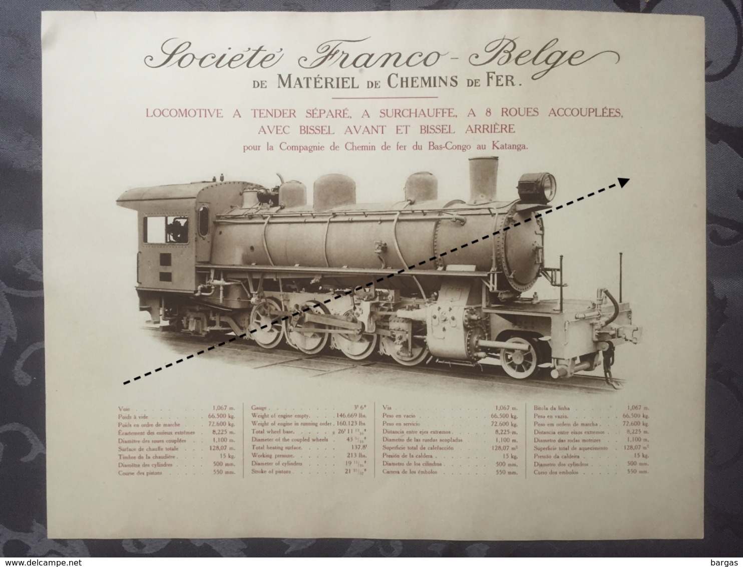 Affiche - Planche Train FRANCO BELGE DE MATERIEL DE CHEMINS DE FER Du Bas Congo Au Katanga BCK - Chemin De Fer