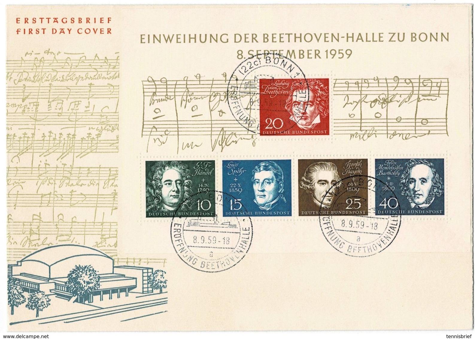 1959,Beethoven- Block, FDC ,Mi. 140.- Luxus!!  , A2576 - 1948-1960