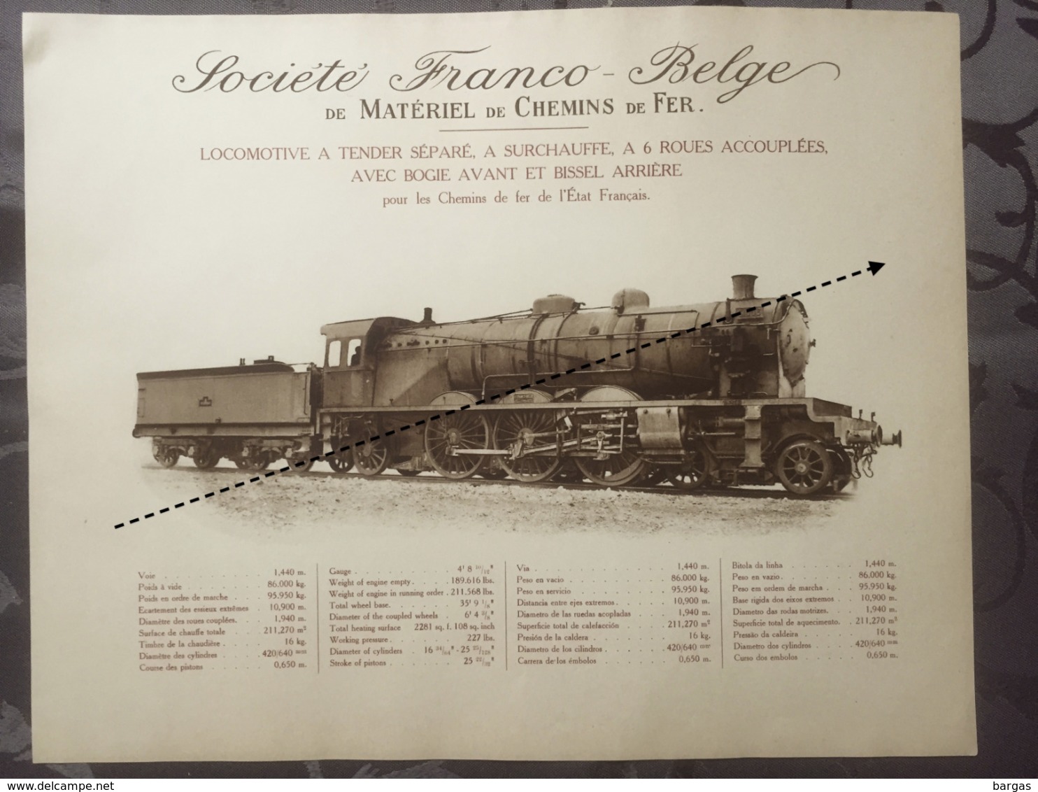 Affiche - Planche Train FRANCO BELGE DE MATERIEL DE CHEMINS DE FER De L'état Francais SNCF - Spoorweg