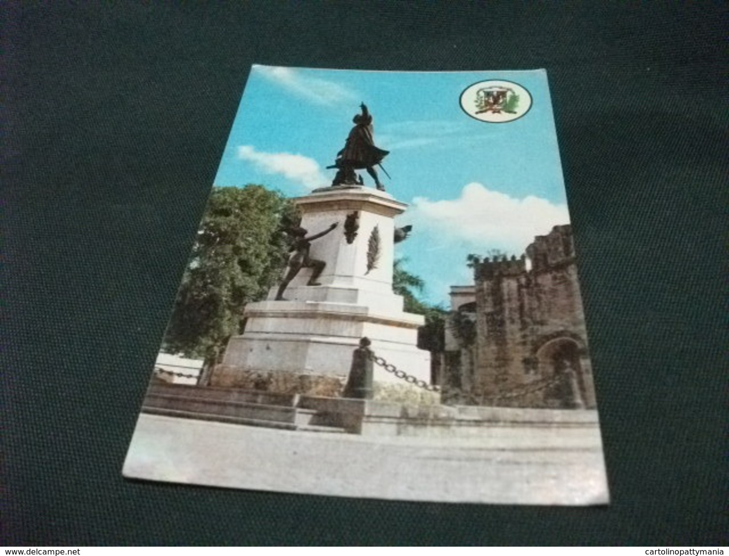 STORIA POSTALE  FRANCOBOLLO REPUBBLICA DOMINICANA  SANTO DOMINGO PARQUE COLON STATUA A COLOMBO - Dominica