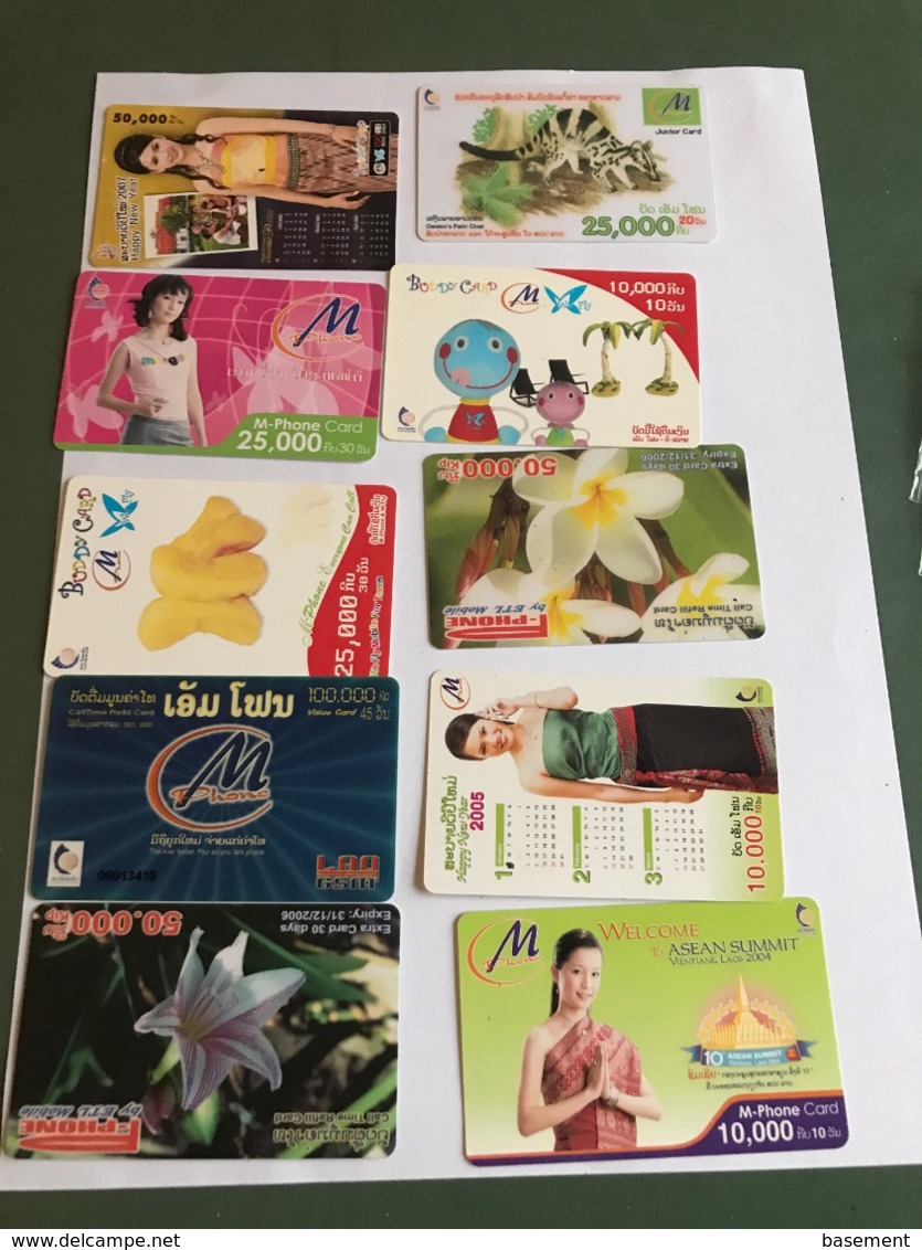 Laos 10 Different Phonecards - Laos
