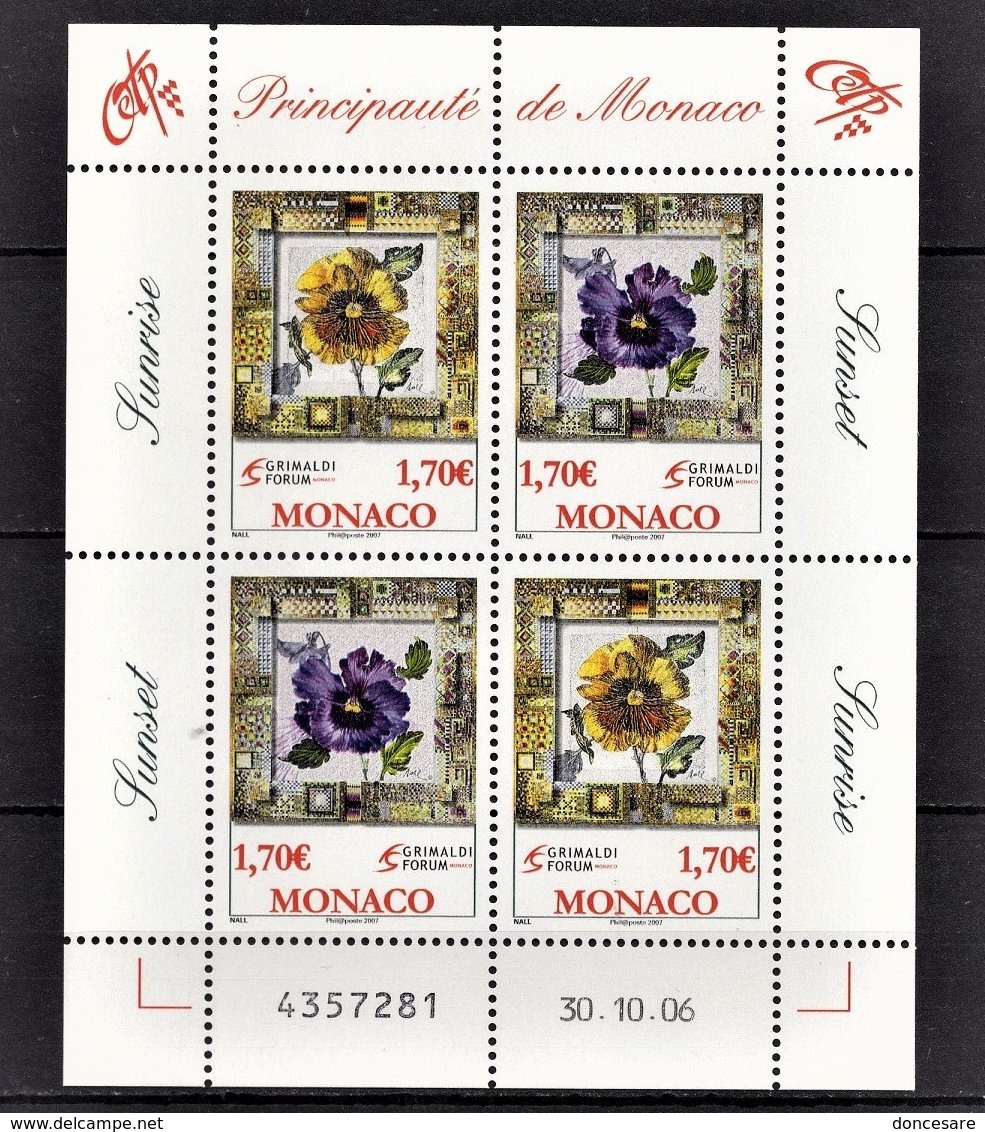 MONACO 2006 - BLOC FEUILLE DE 2 DUO N° 2575 A 2576 - 4 TP NEUFS** - Bloques