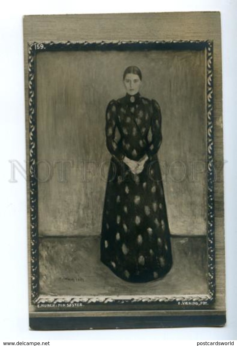 172683 Portrait Sister By Edvard MUNCH Vintage RARE Postcard - Autres & Non Classés