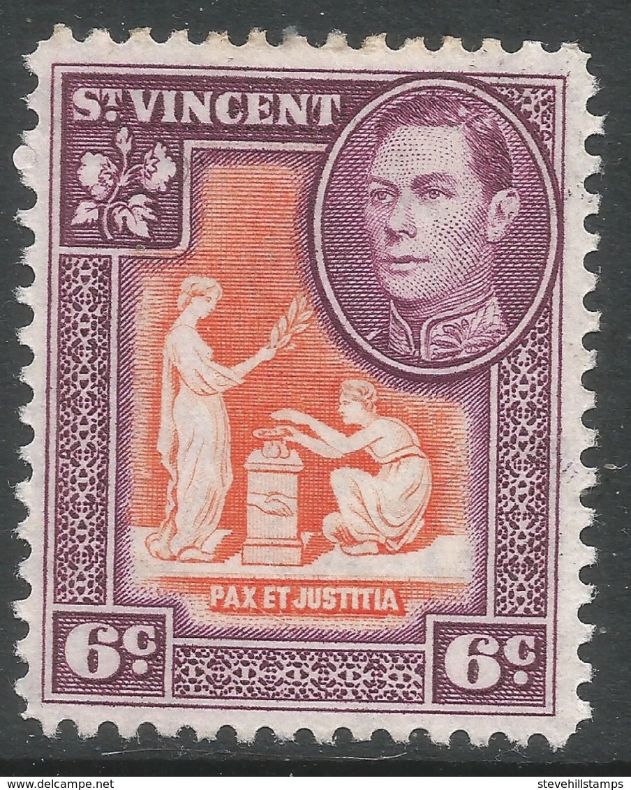 St Vincent. 1949-52 KGVI. New Currency. 6c Orange And Purple MH. SG 169 - St.Vincent (...-1979)