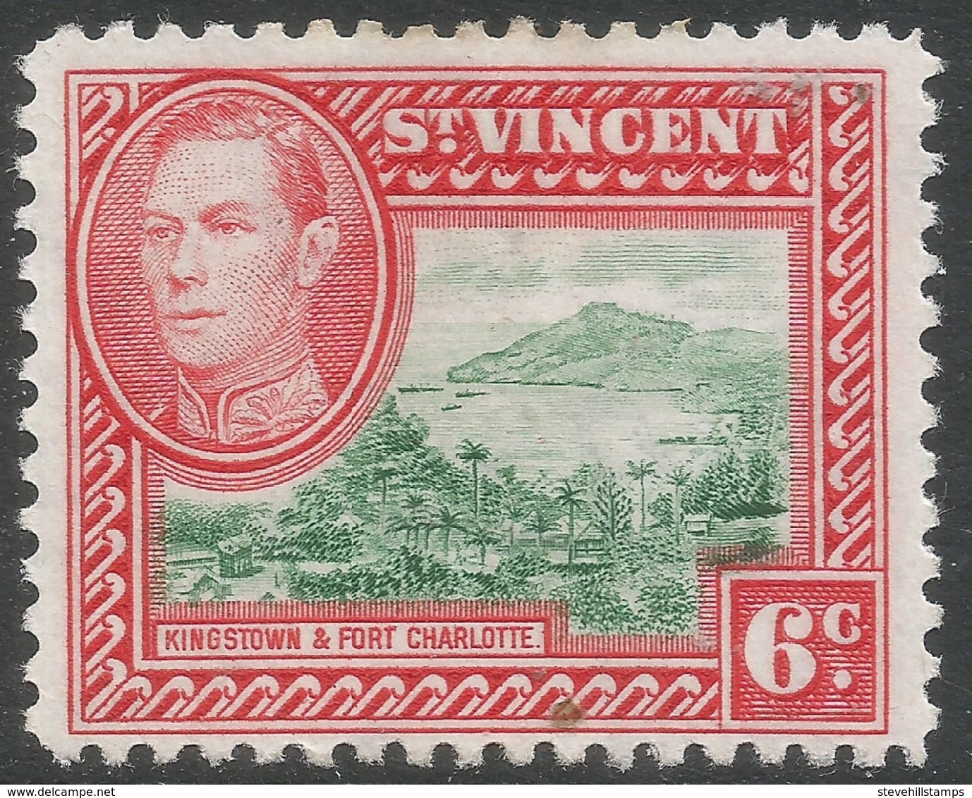 St Vincent. 1949-52 KGVI. New Currency. 6c Green And Red MH. SG 169a - St.Vincent (...-1979)