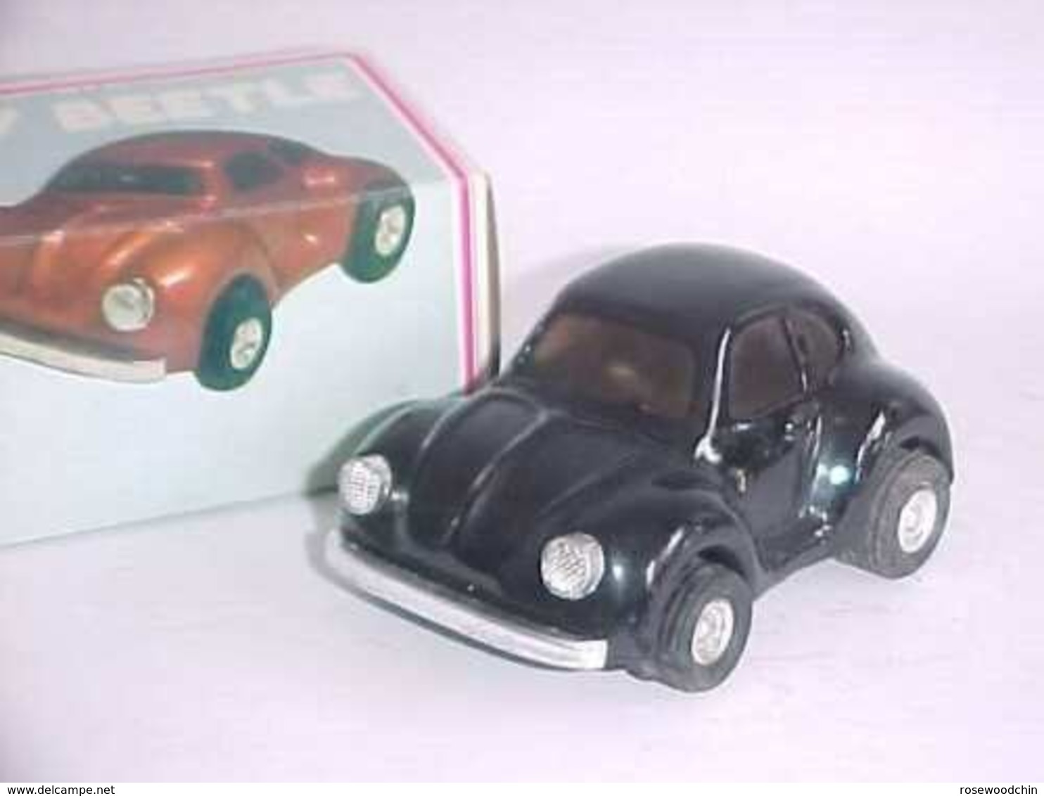 VINTAGE ! China 60s' Friction Tin Toy Car VW Volkswagen BEETLE (Black Colour)  (MF-145) - Toy Memorabilia