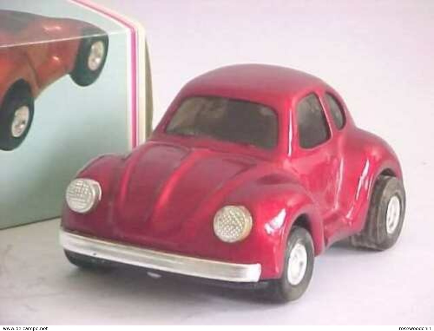 VINTAGE ! China 60s' Friction Tin Toy Car VW Volkswagen BEETLE (Red Colour)  (MF-145) - Oud Speelgoed