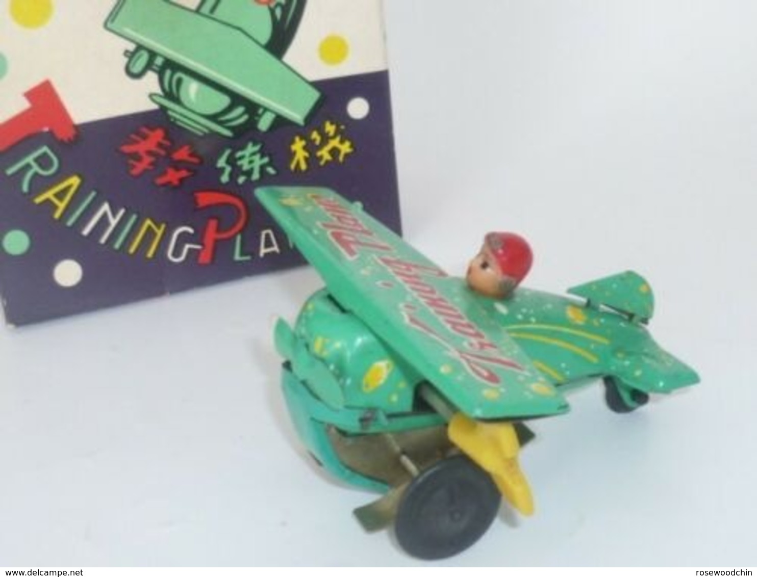 VINTAGE ! China 60s' Wind Up Tin Toy Training Plane With Box (MS 011) - Toy Memorabilia