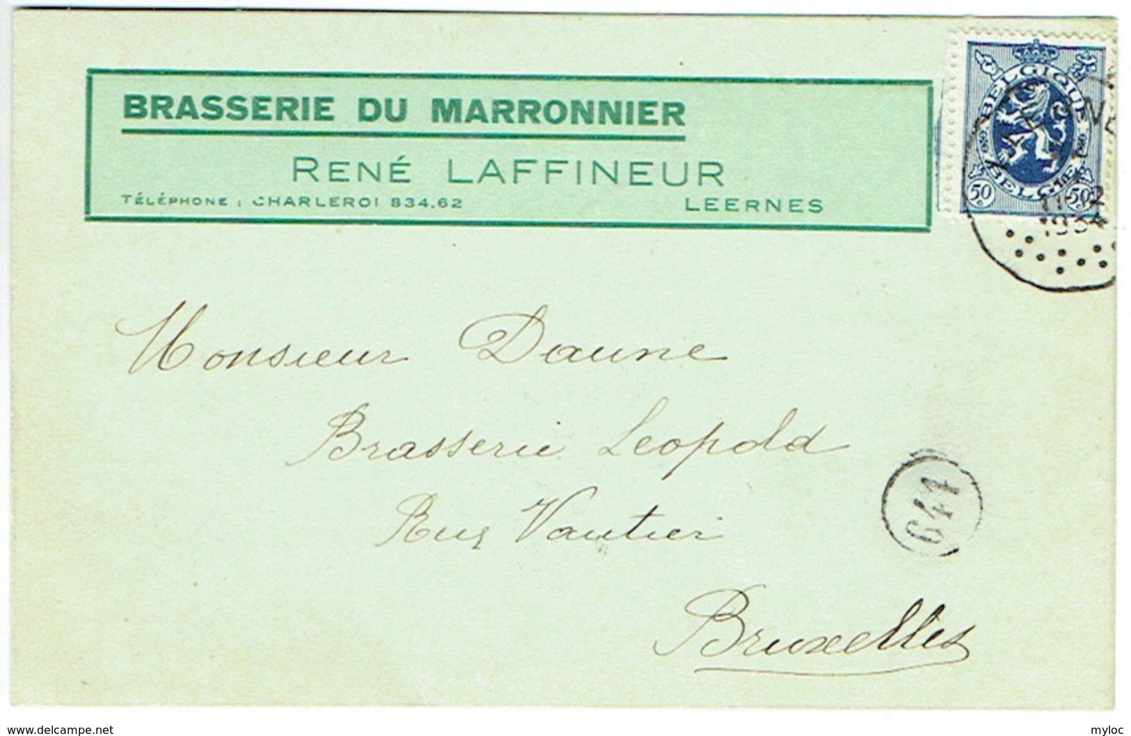 Publicité Bière. Leernes. Brasserie Du Maronnier. René Laffineur. - Publicité
