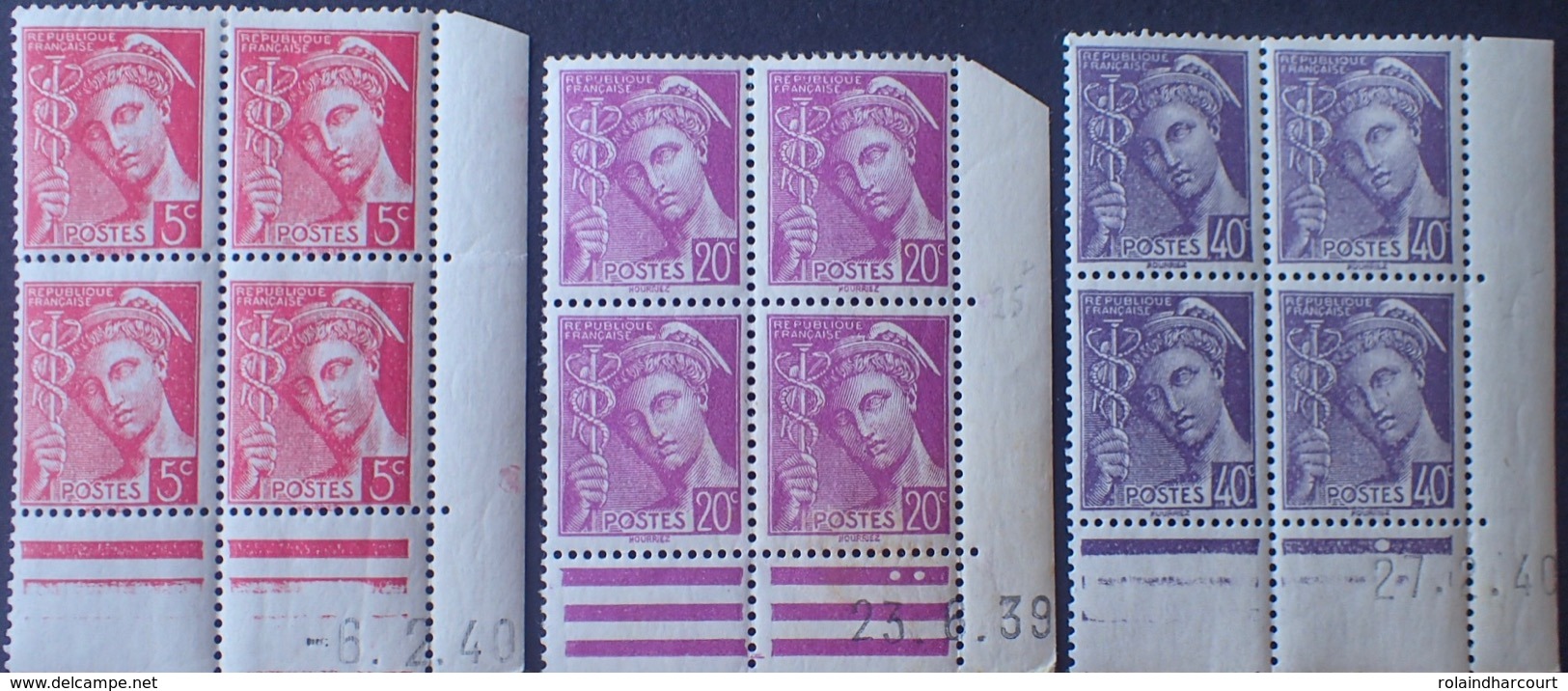 R1591/552 - 1939/1940 - TYPE MERCURE - BLOCS N°406-410-413 CdF Datés TIMBRES NEUFS**(2)/*(2) Tous états - 1930-1939