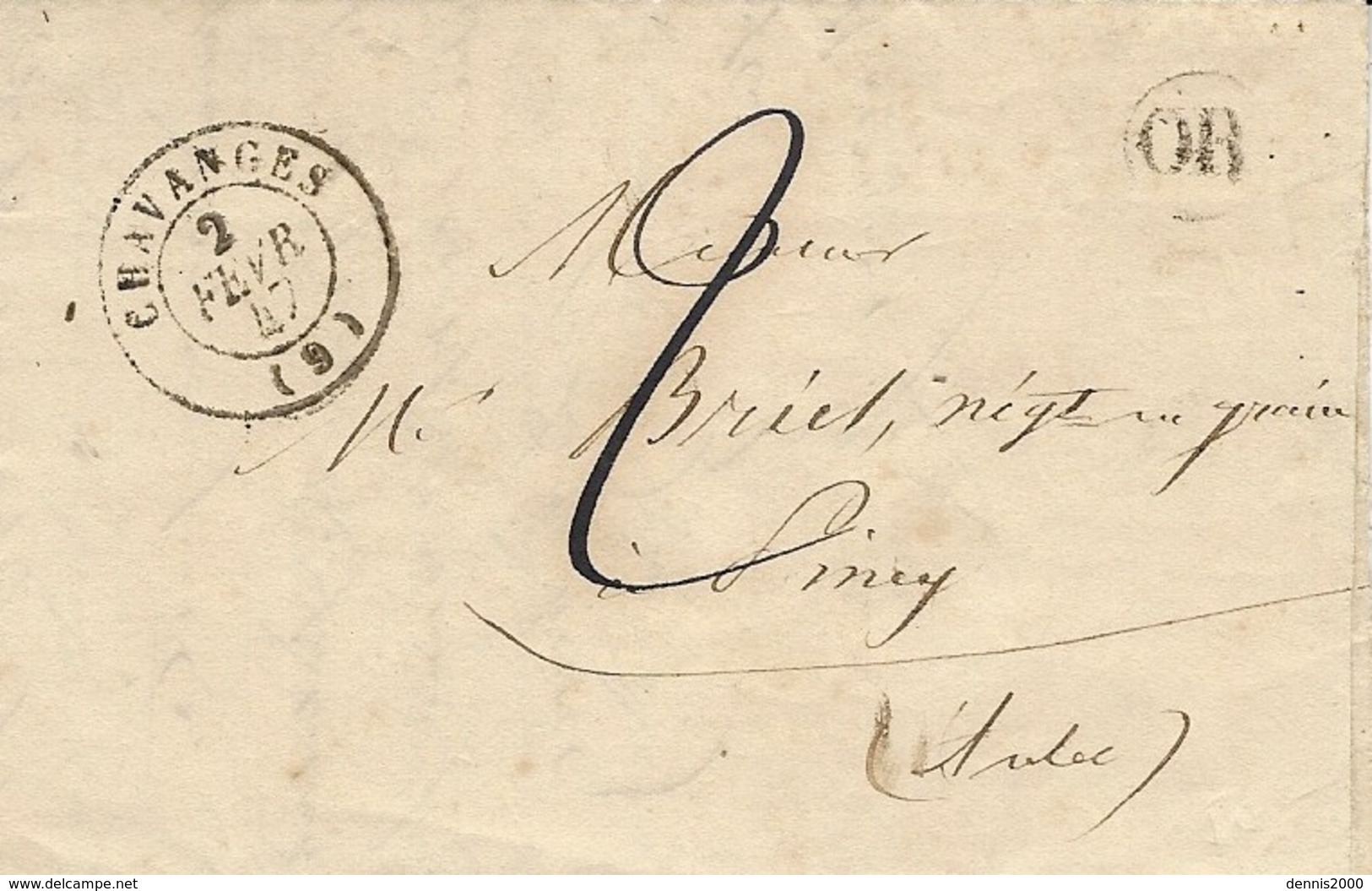 1847- Lettre De CHAVANGES  ( Aube ) Cad T15 Taxe 2 D  + OR - 1801-1848: Précurseurs XIX