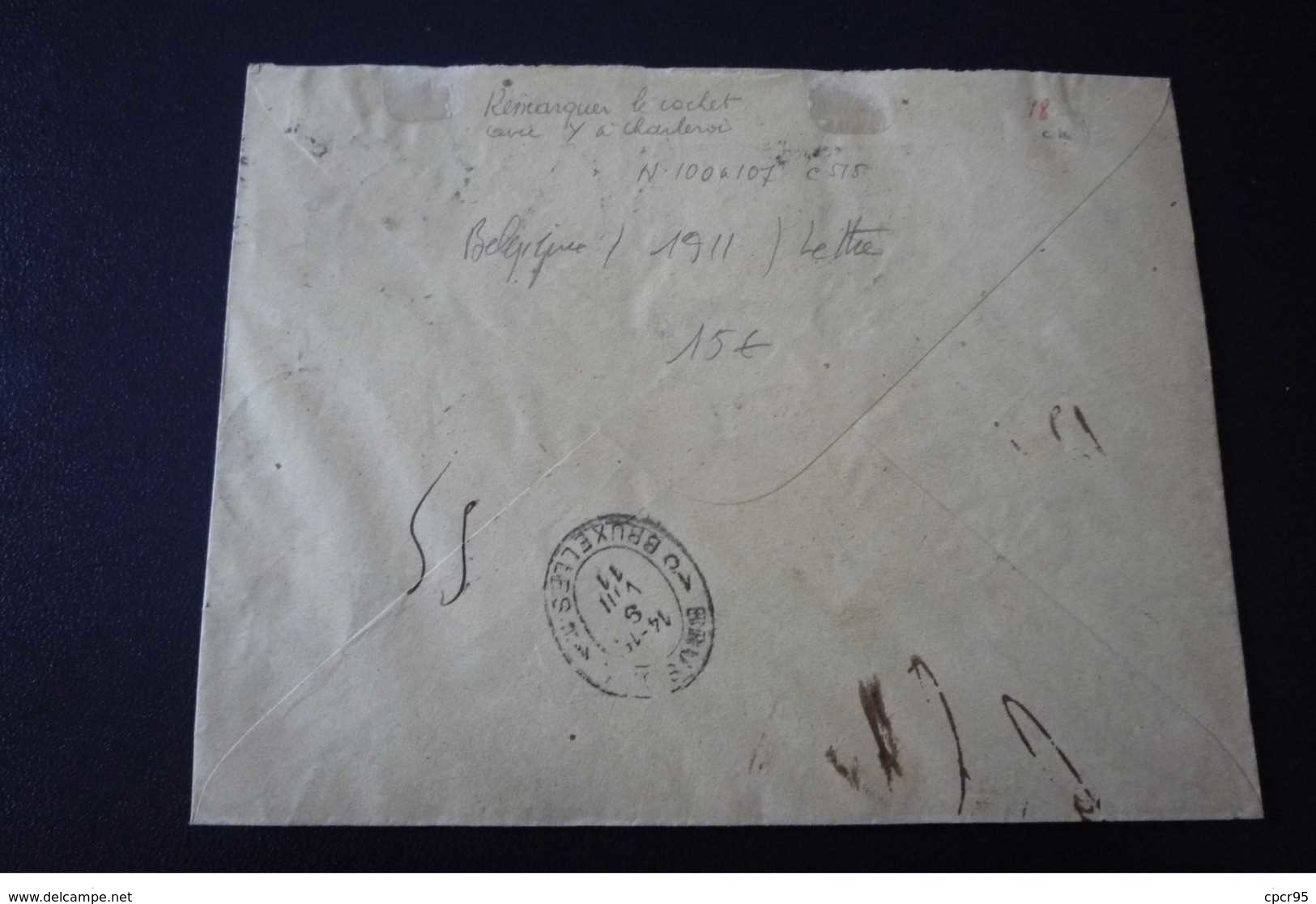 Belgique. N°150024 .charleroy Pour Bruxelles.caritas 1911 .timbres .cachet . Obliteration Mixte.recommande - 1910-1911 Caritas