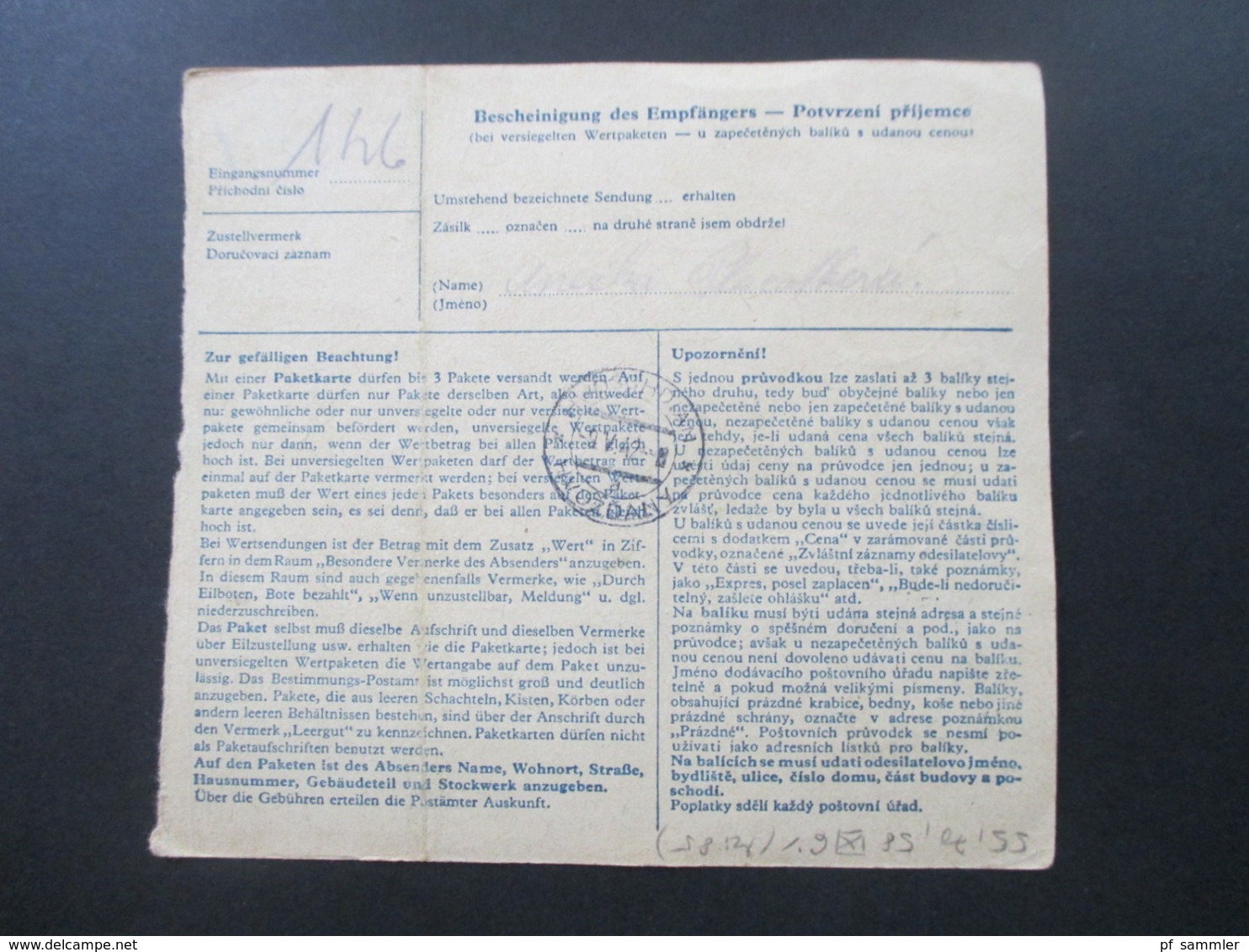 Böhmen Und Mähren 1942 Paketkarte MiF Freimarken Prag 37 Gewicht 7,2 Kilogramm - Lettres & Documents