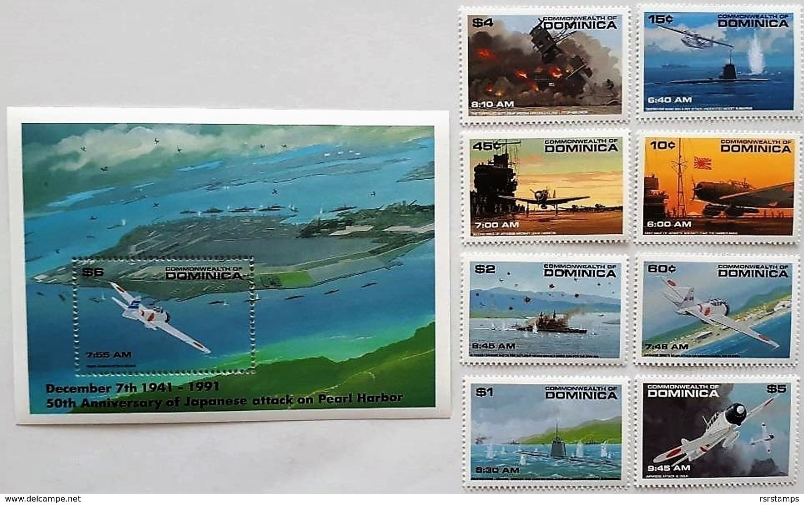 Dominica 1991**Mi.1442-49 + Bl.193. Pearl Harbor ,MNH [13;185] - Militaria