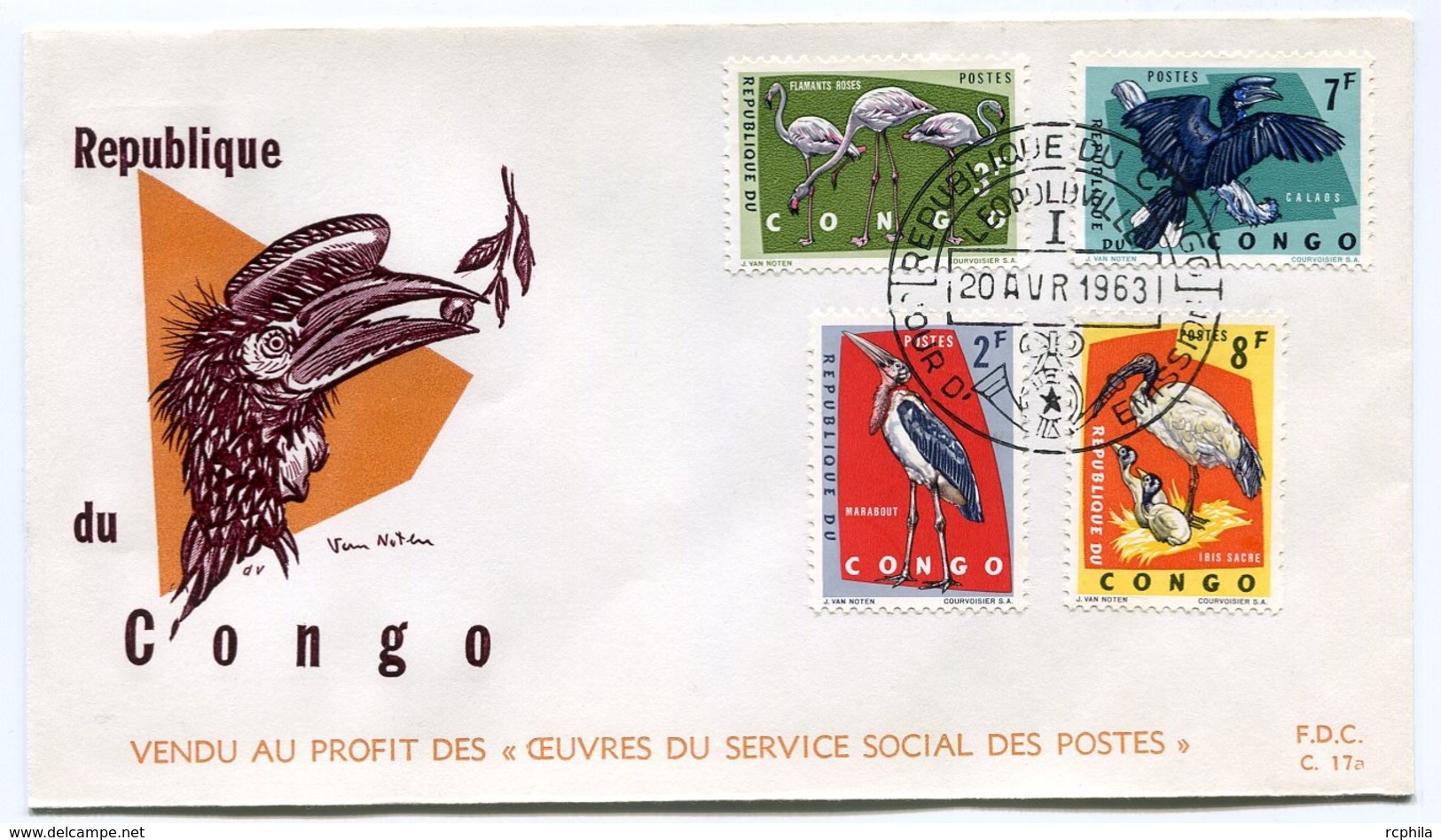 RC 14450 CONGO 1963 OISEAUX FDC 1er JOUR TB - Otros & Sin Clasificación